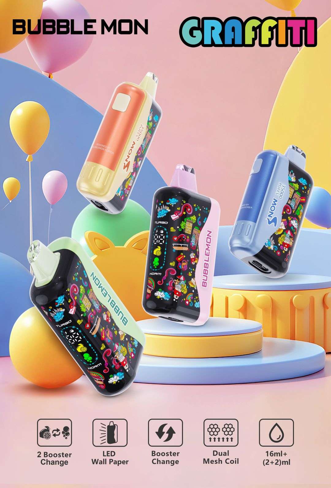 Bubblemon炫彩35000评测：三重口味切换+炫彩屏幕的高端一次性电子烟